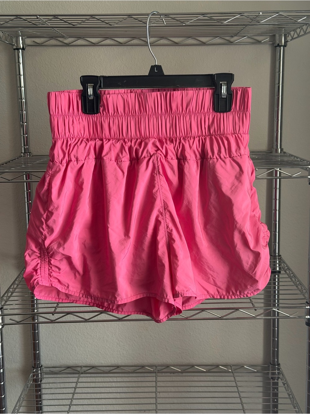 Mondetta Hot Pink Smocked-Waist Athletic Shorts